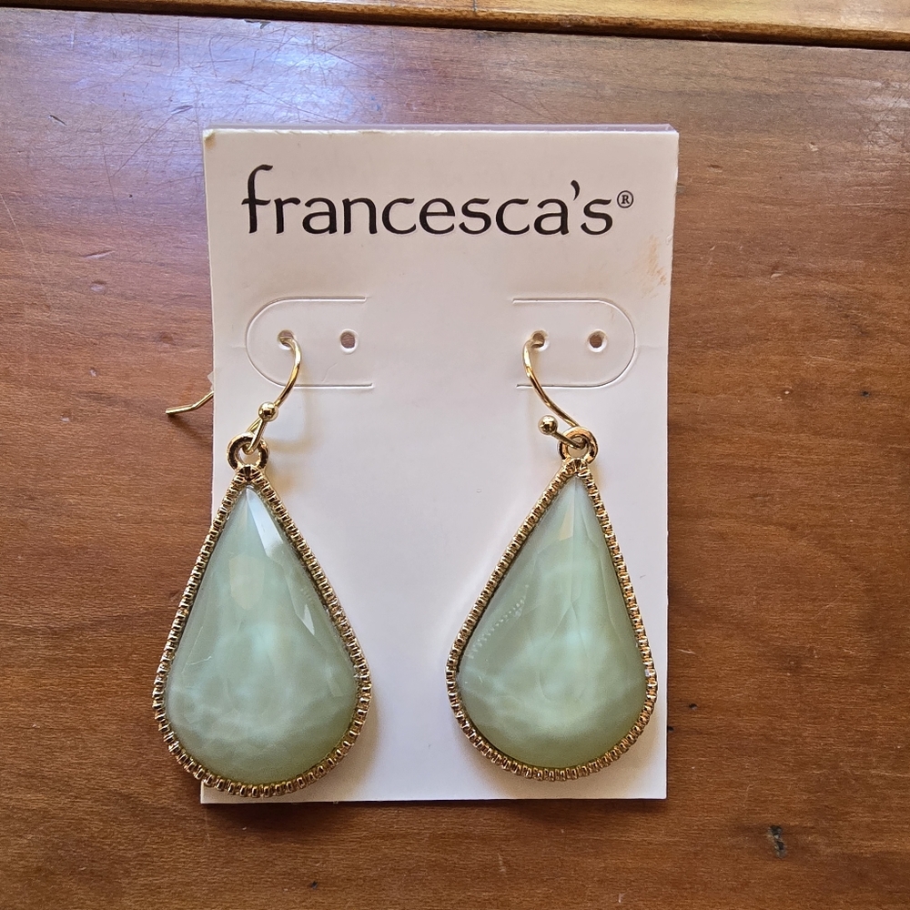 Francesca's Green Chubby Tear Earrings